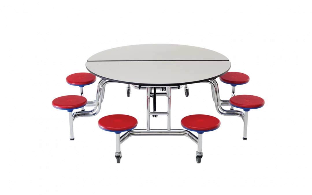 Mobile Stool Table – Round 60″ Diameter 8 Stools